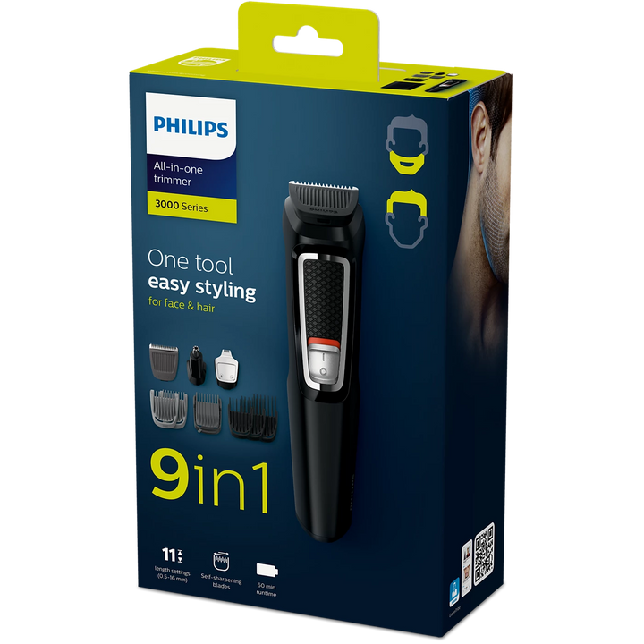Philips - Multitrimmer Series 3000 9-in-1, Face and hair