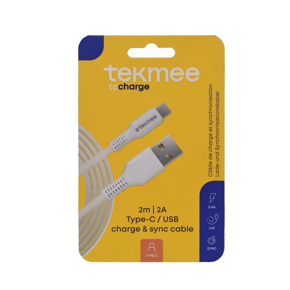 Tekmee - Kabel usb til type C - 2 meter