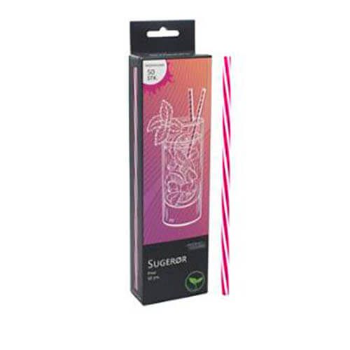 Sugrör rosa 50 st - återvinningsbar plast