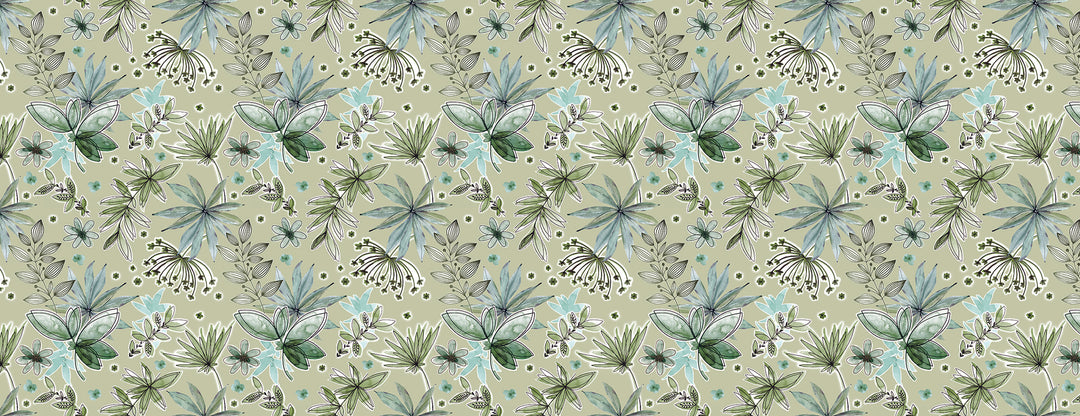 Voksdug - Blade grøn - 140 cm 20 m. pr. rulle