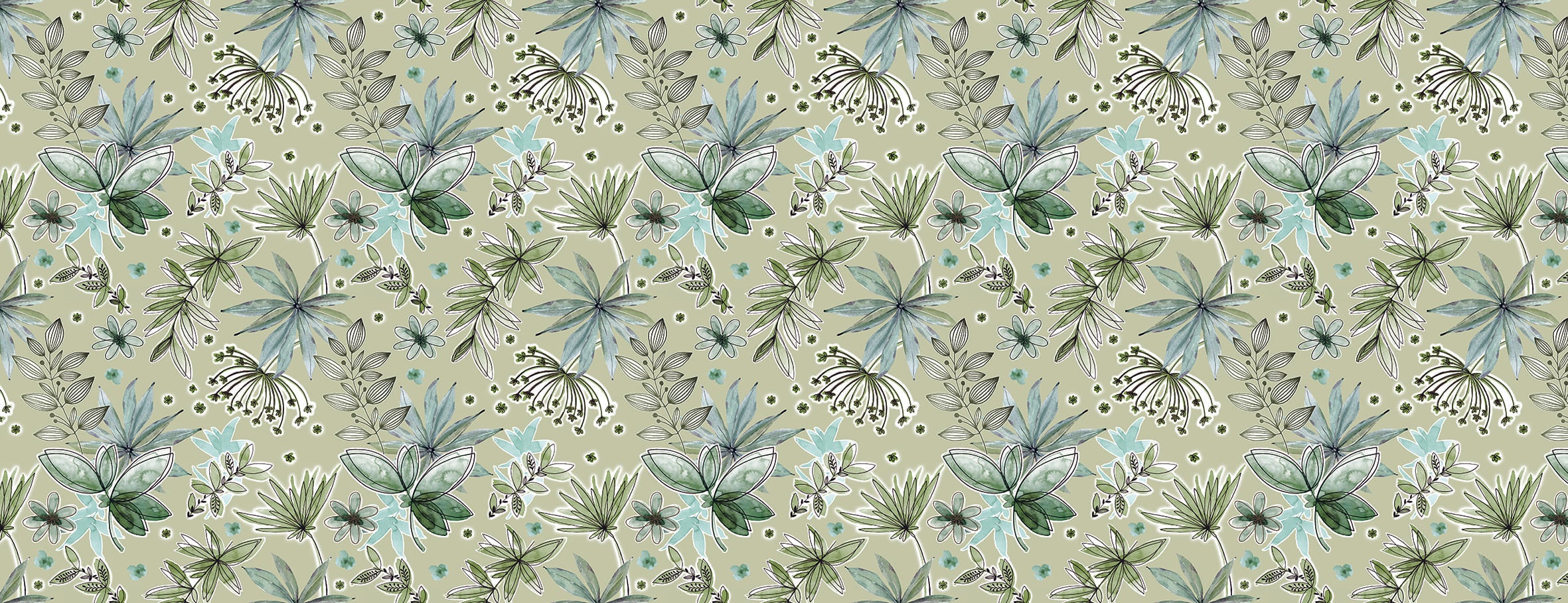 Voksdug - Blade grøn - 140 cm 20 m. pr. rulle