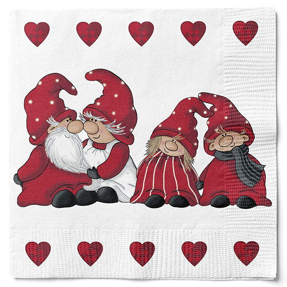 Det gamle apotek - Juleservietter 20 stk. - Nisse familie