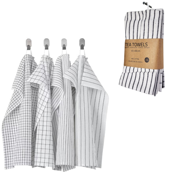 Viskestykke med striber og tern - 45 x 60 cm 4 stk.