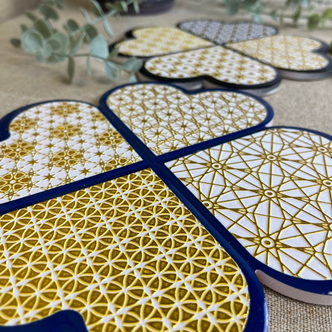 Bordskåner i keramik - firkløver 1 stk. ass. motiv