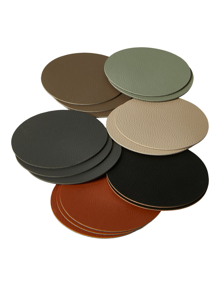 Bordskåner PU læder - Ø10 cm 6 stk. ass. farver
