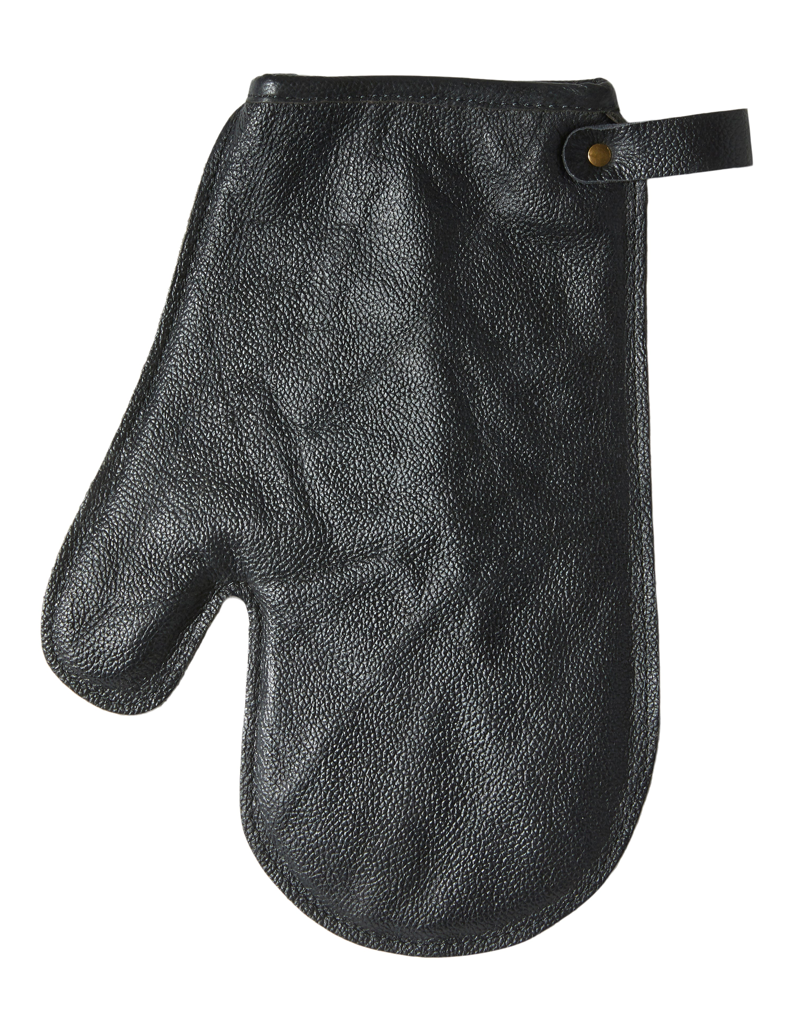 Grillhandske læder mat sort