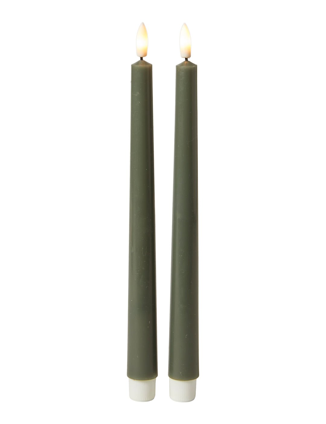 LED-ljusstake 28 cm 2 st. slät 3D-flamchip mörkgrön