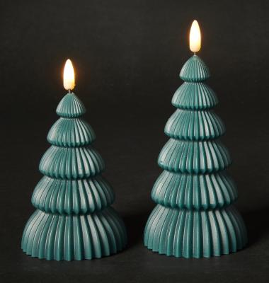 LED juletræ 2 stk. i grøn - med fjernebetjening