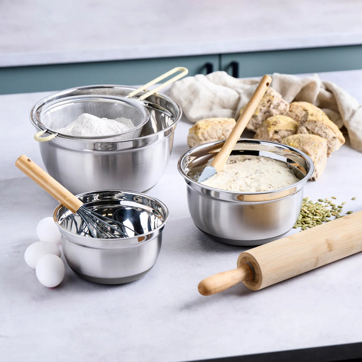 Skålset 3 delar. rostfritt stål med halkfri botten