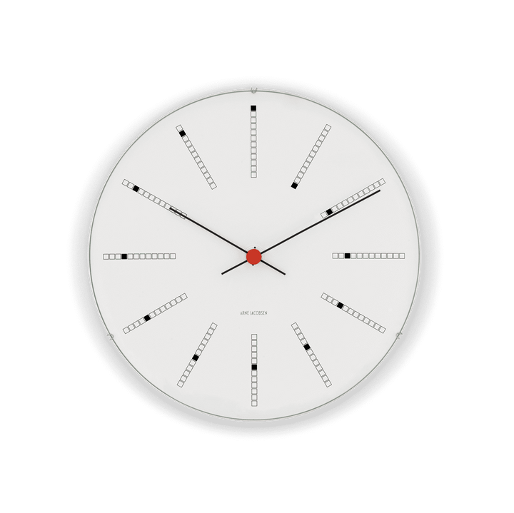 Arne Jacobsen - Bankers Vægur Ø29 cm hvid/sort/rød