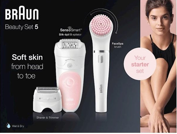 Braun - Skønhedssæt med Silk epilator og rensebørste 5-895