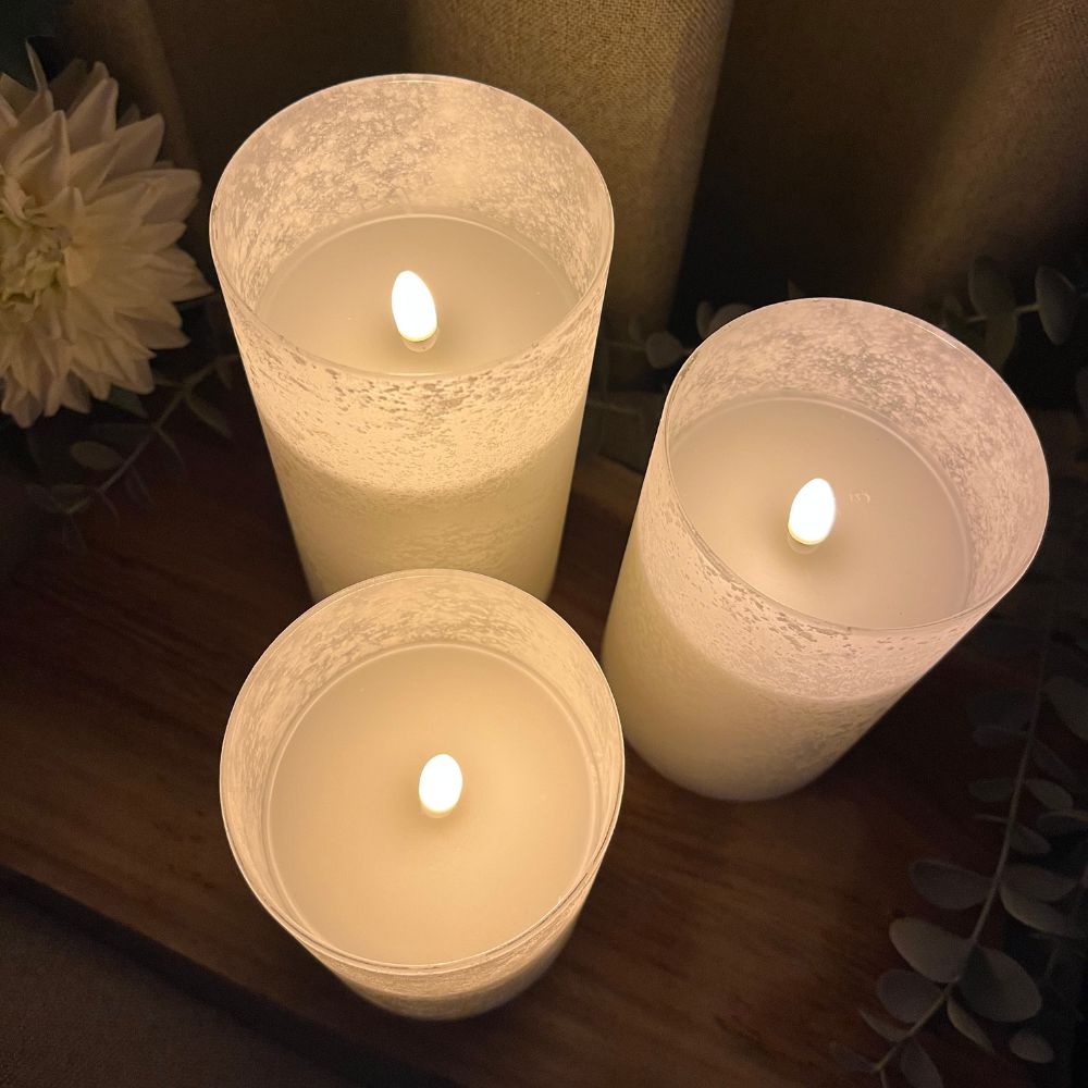 LED cylinderglas 3 stk.- med fjernbetjening