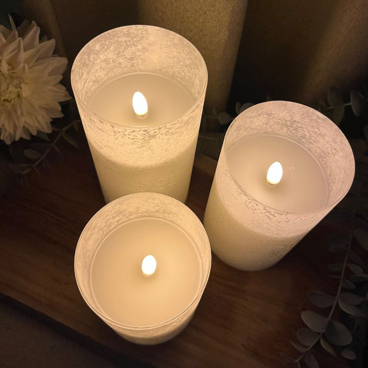 LED cylinderglas 3 stk.- med fjernbetjening