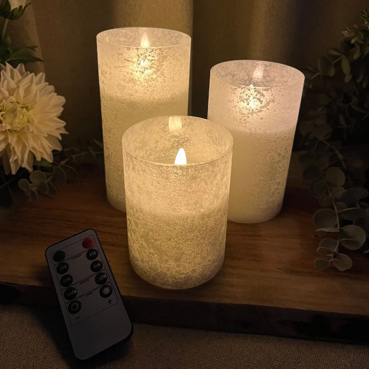 LED cylinderglas 3 stk.- med fjernbetjening