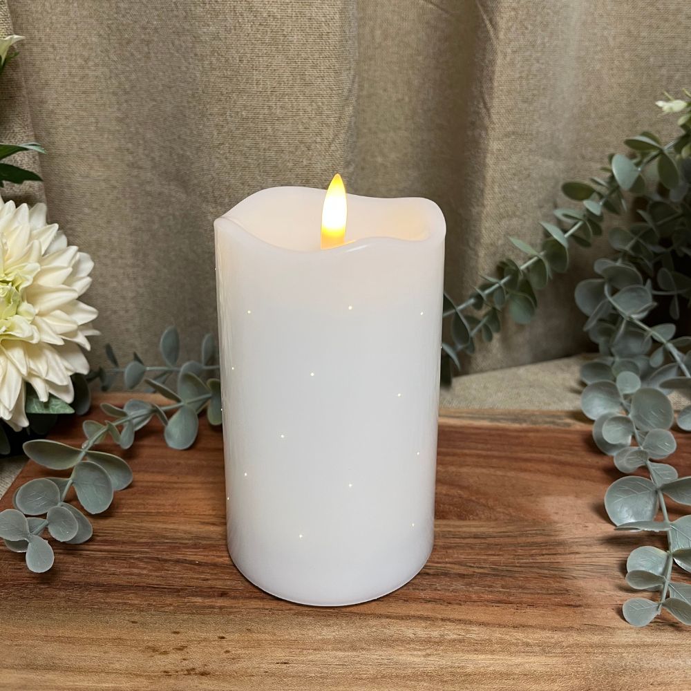 LED bloklys - Twinkle plast hvid - lille