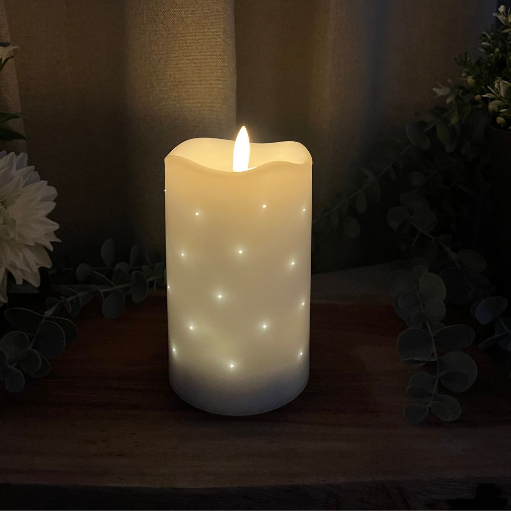 LED bloklys - Twinkle plast hvid - lille