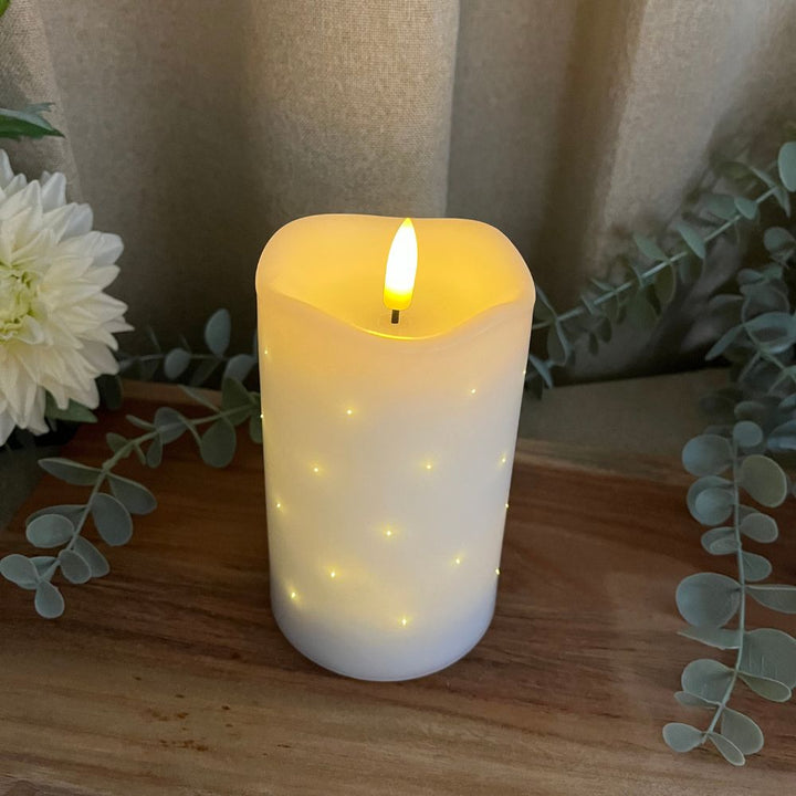 LED bloklys - Twinkle plast hvid - lille