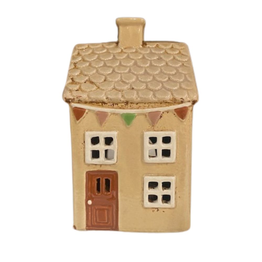 Keramikhus til fyrfadslys - brun