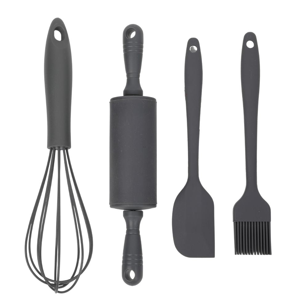 Conzept bagesæt børn 4 dele silikone grå