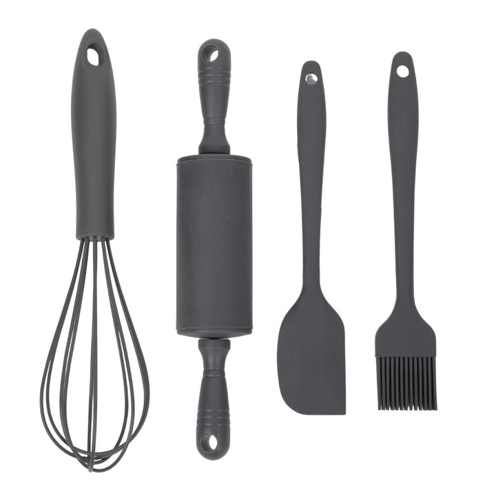 Conzept bagesæt børn 4 dele silikone grå