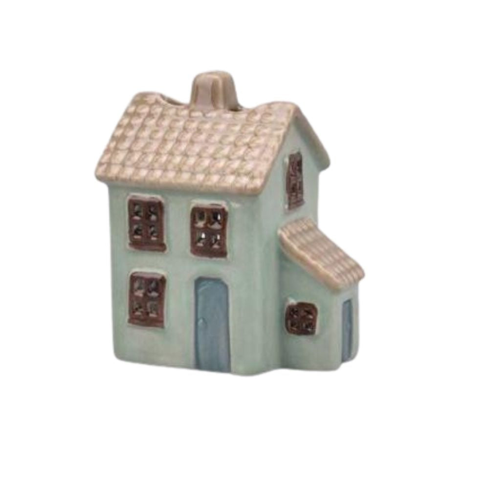 Keramikhus til fyrfadslys - grøn