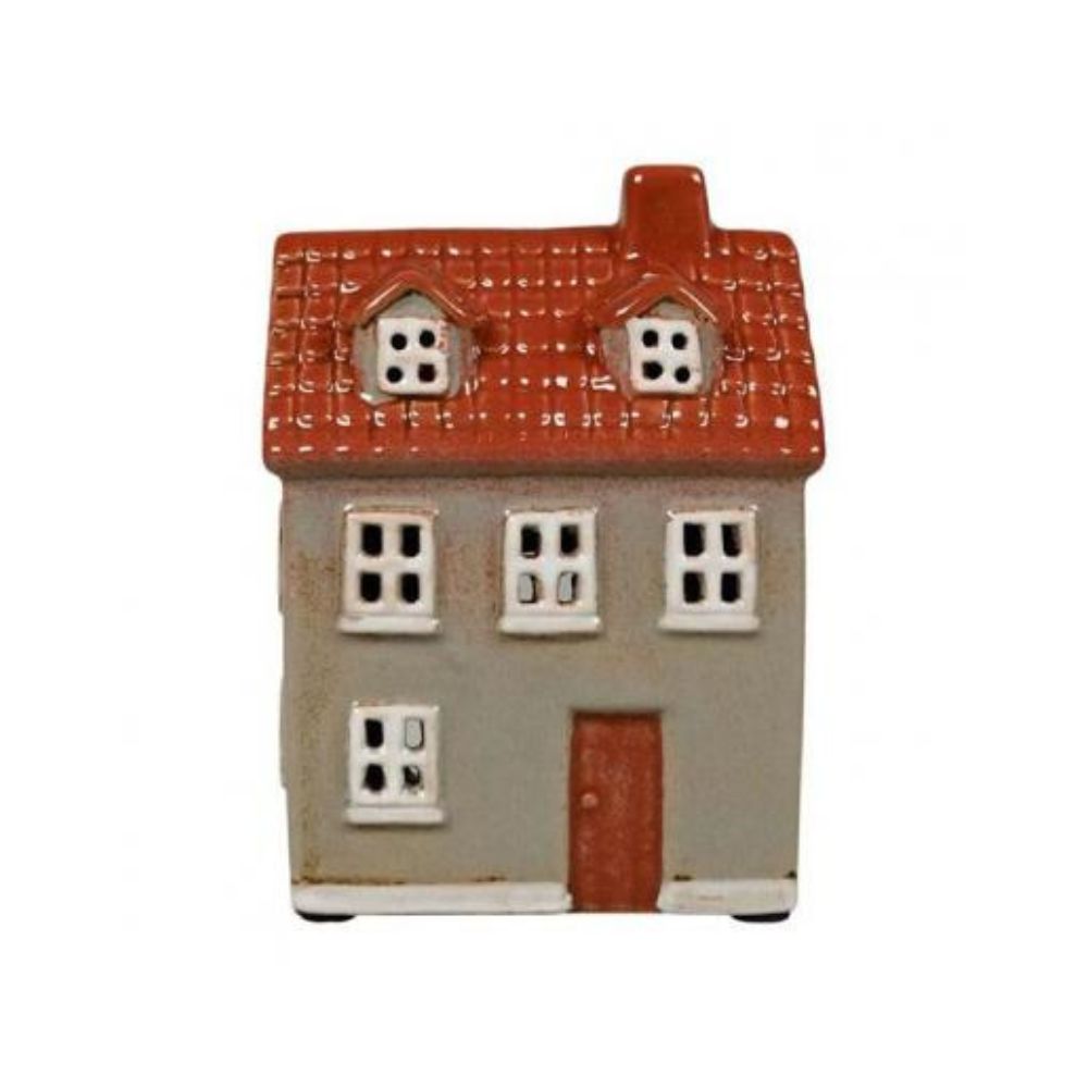 Keramikhus til fyrfadslys - grå