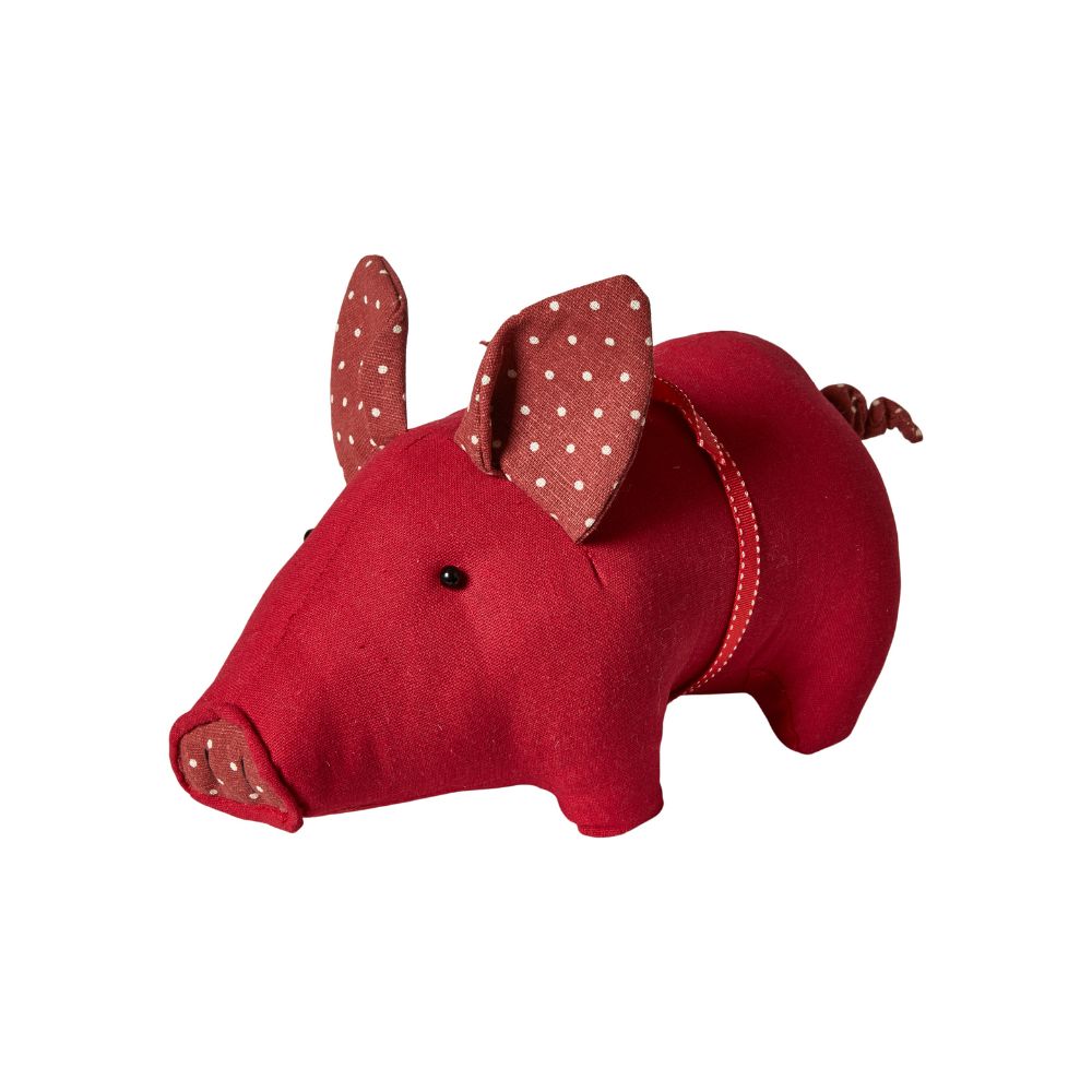 Julegris med sløjfe 23x13x12 cm rød