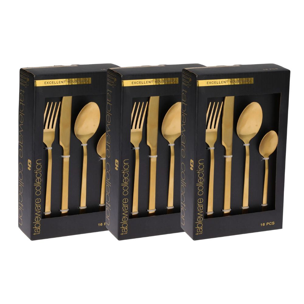 Bestickset 48 delar - Matt guldbeläggning Rostfritt stål