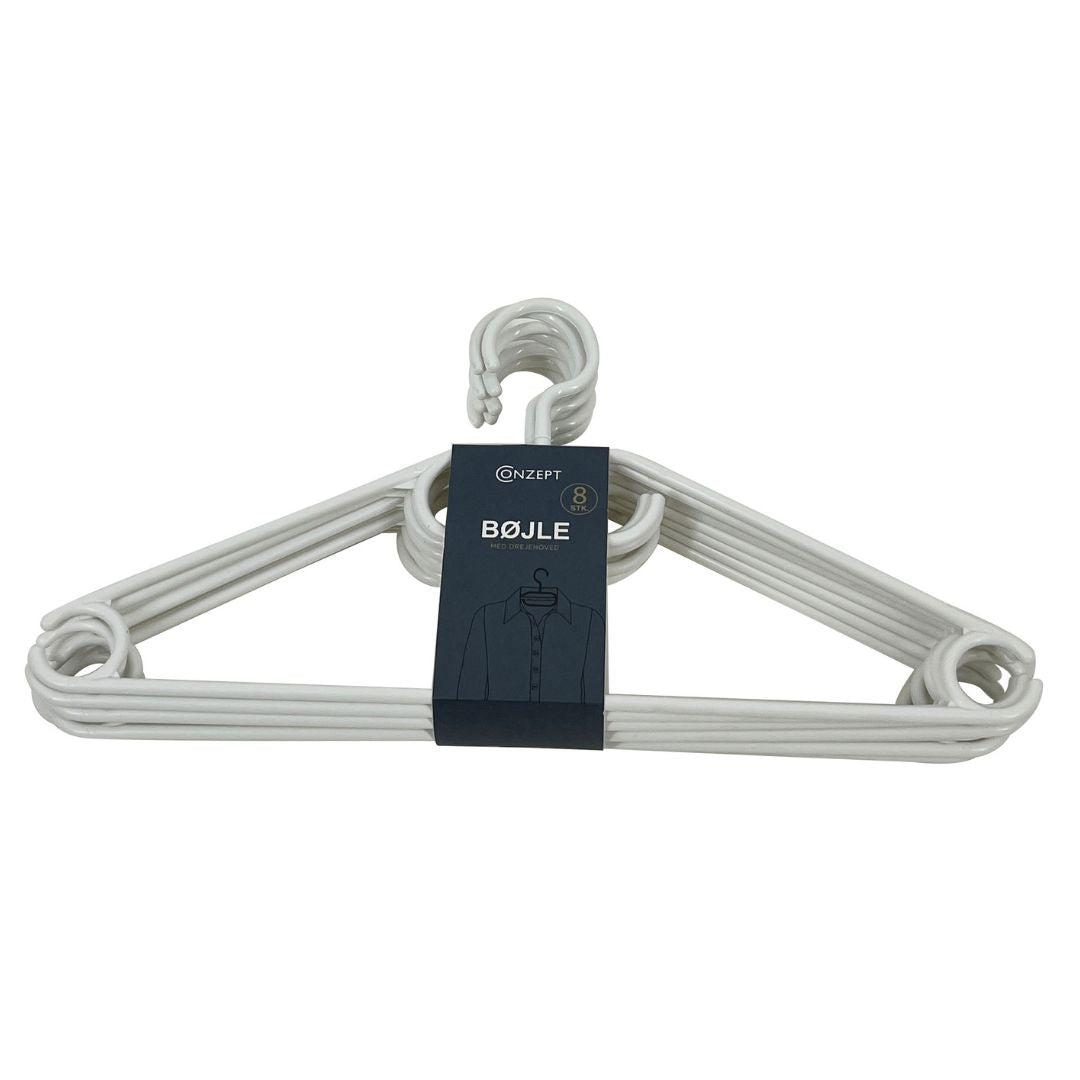 Conzept - Klädhängare med vridbart huvud plast 8 delar vita