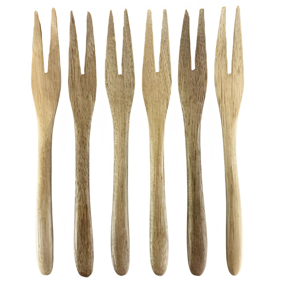 Gaffel för pålägg i akaciaträ 14 cm - 6 st.