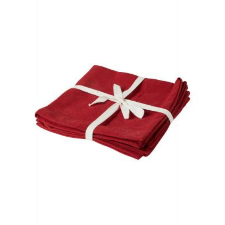 Mundservietter 4 stk. i rød hør 40x40 cm