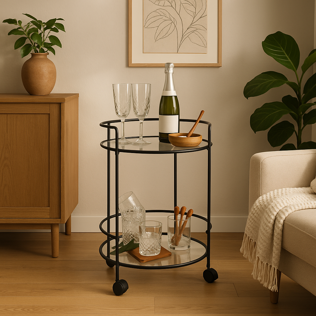 Barbord med glasskiva i svart