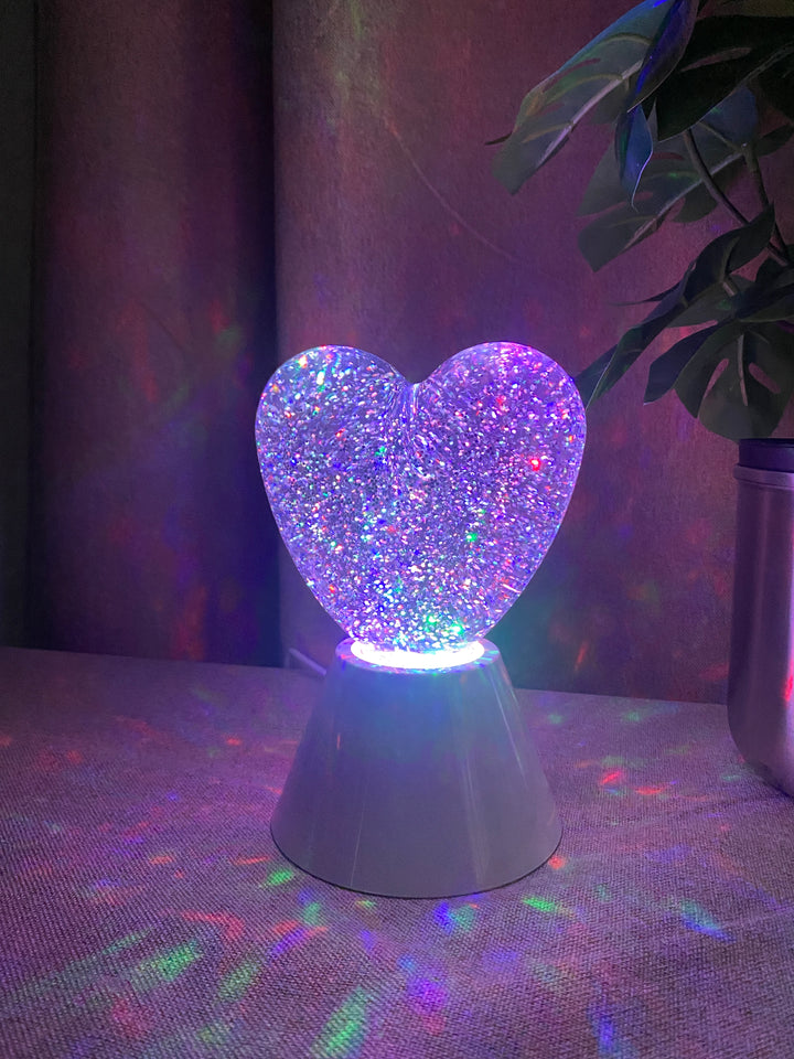 Hjerte glitterlampe 11x10x15 cm