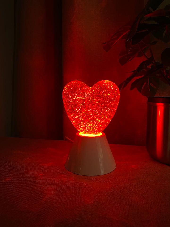 Hjerte glitterlampe 11x10x15 cm
