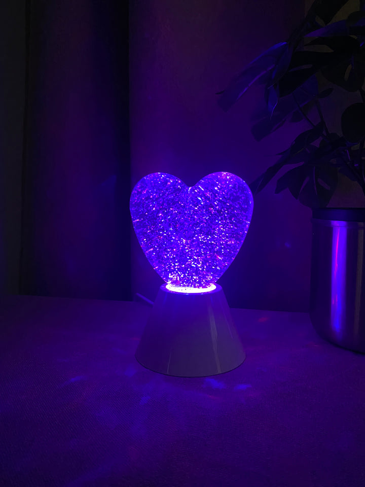 Hjerte glitterlampe 11x10x15 cm