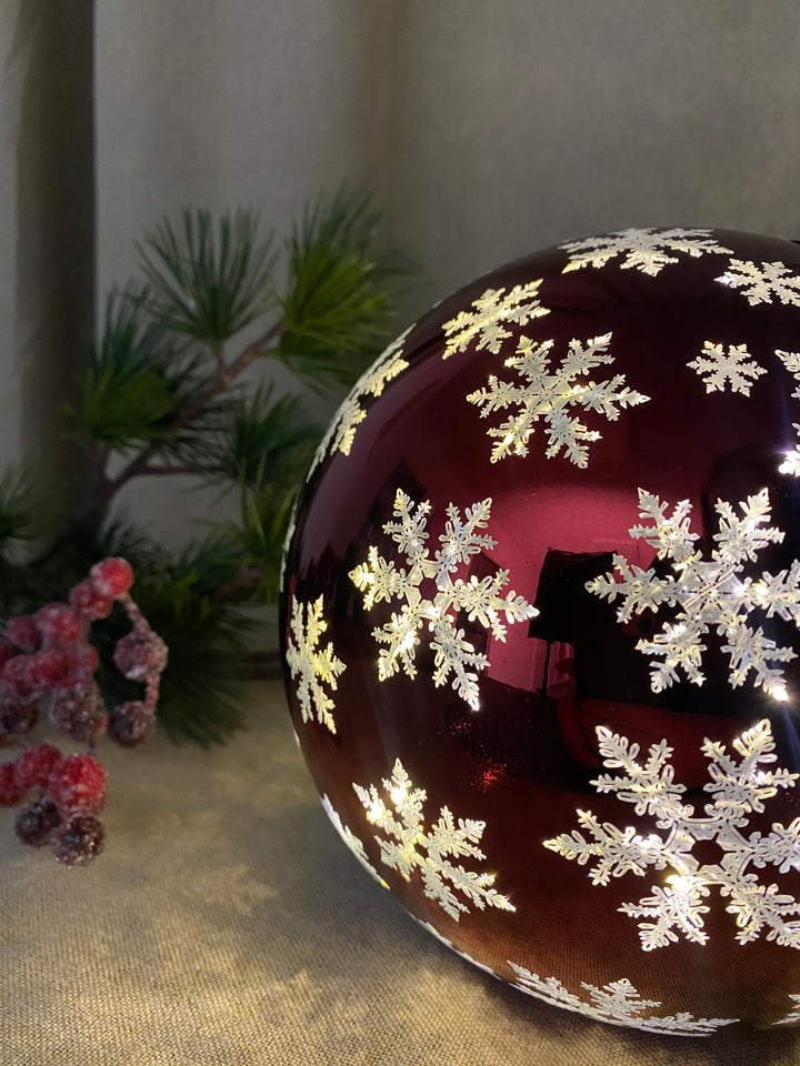 Julekugle med LED og snefnug Ø20 cm