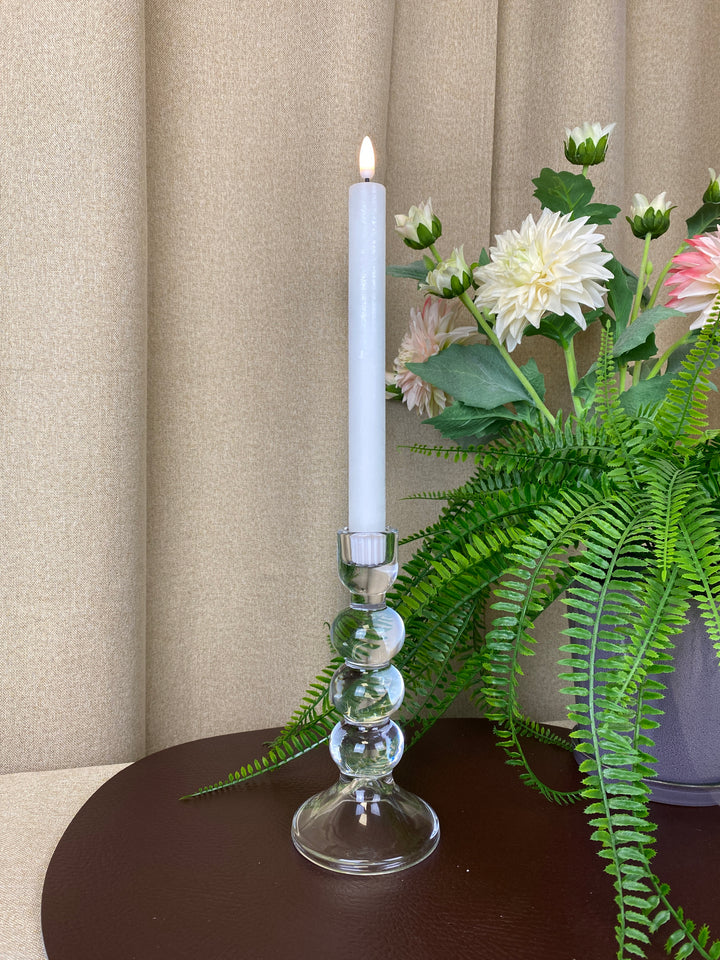 Lysestage i glas - 18,5 cm