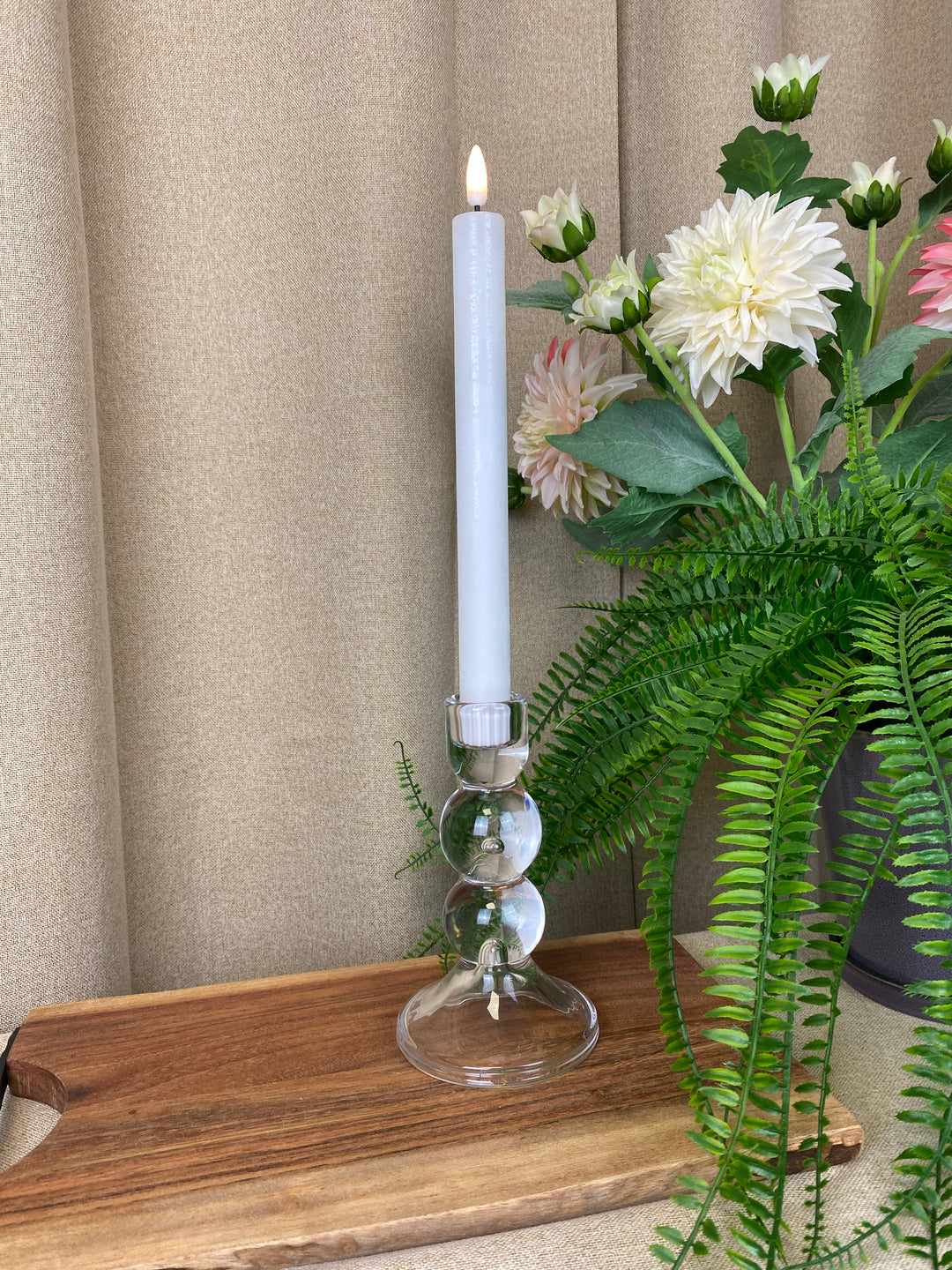 Lysestage i glas - 15 cm