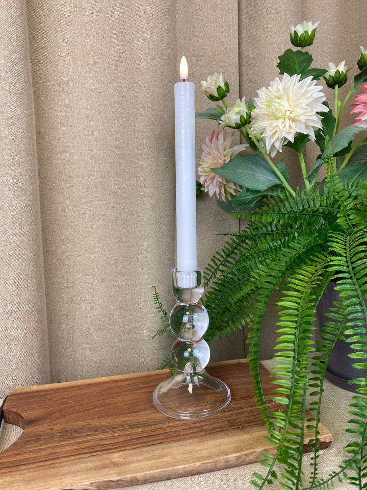 Lysestage i glas - 15 cm