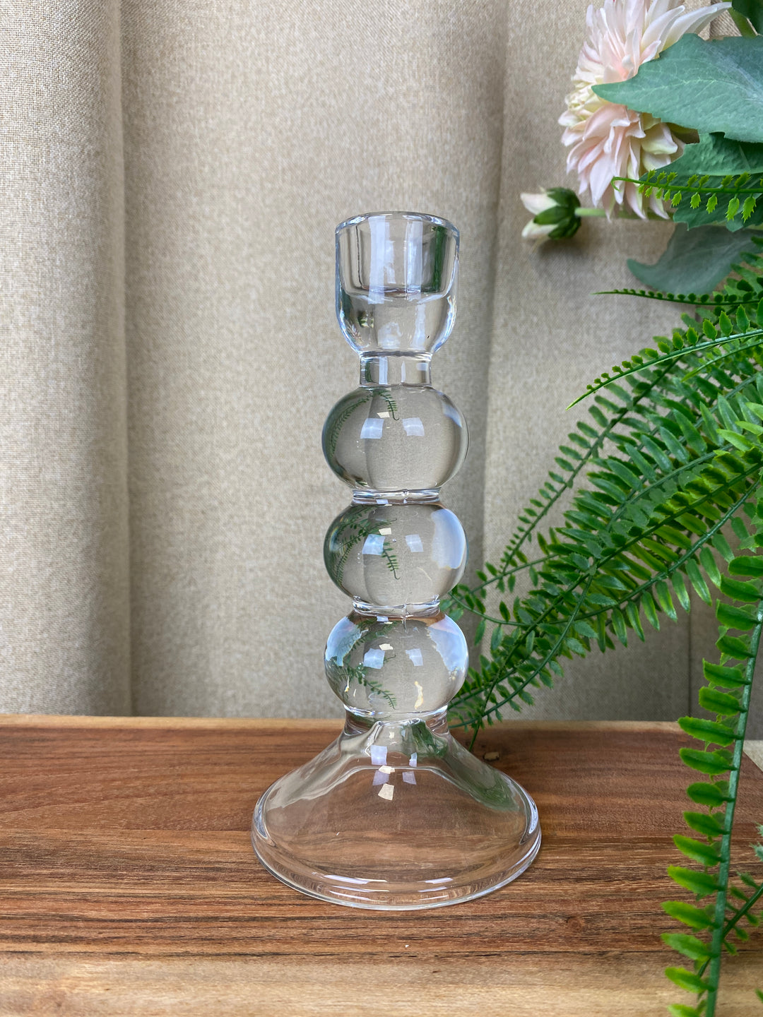 Lysestage i glas - 18,5 cm