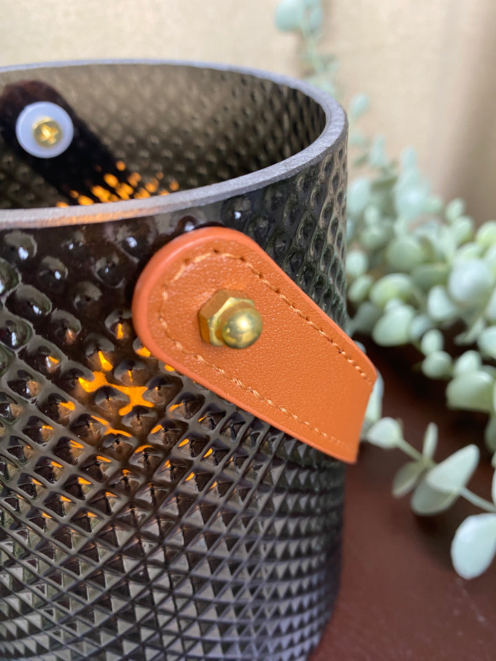 Lysestage med hank Ø13x15 cm - i grå