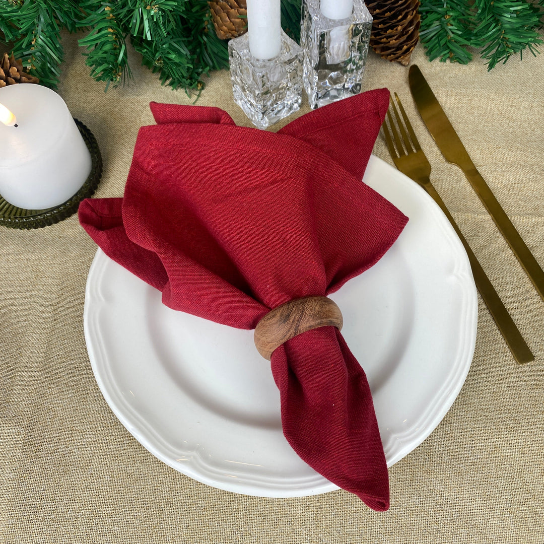 Mundservietter 4 stk. i rød hør 40x40 cm