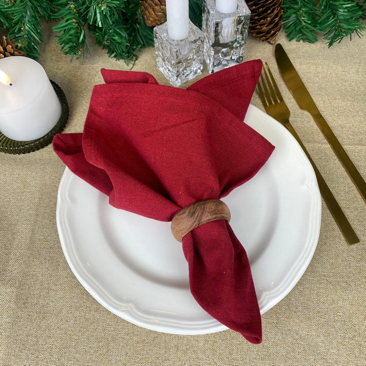 Mundservietter 4 stk. i rød hør 40x40 cm