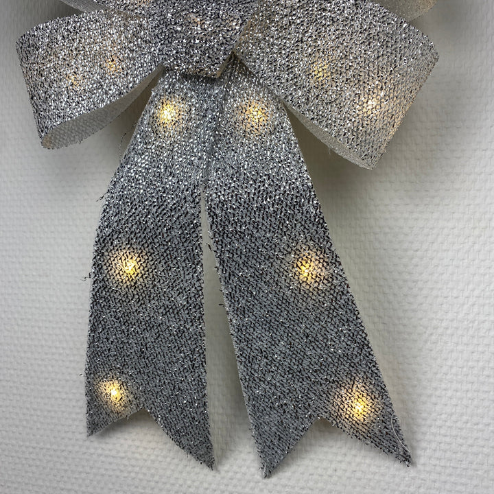 Sirius - Julius sløjfe med LED  - sølv 40 cm