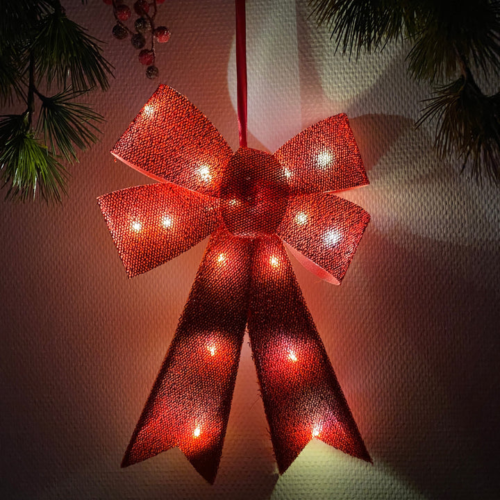 Sirius - Julius sløjfe med LED - rød 40 cm