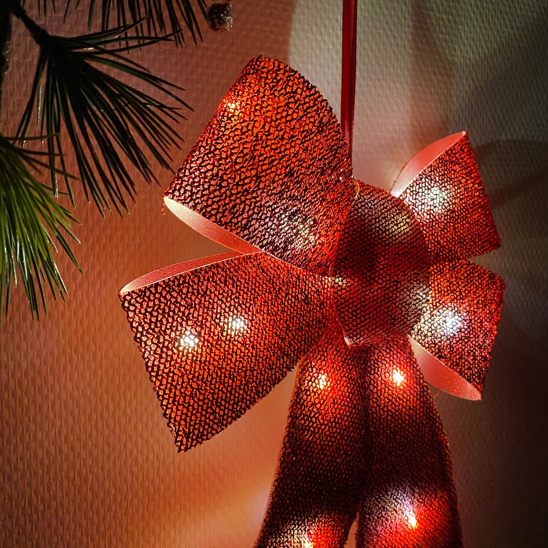 Sirius - Julius sløjfe med LED - rød 40 cm