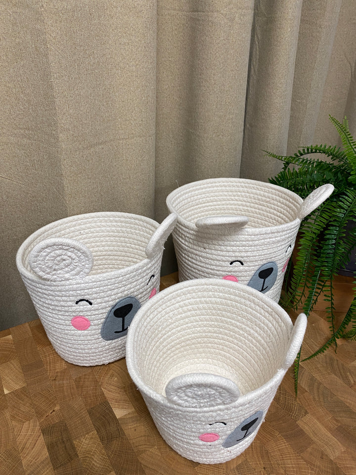 Kurvesæt med ører - 3 dele hvid