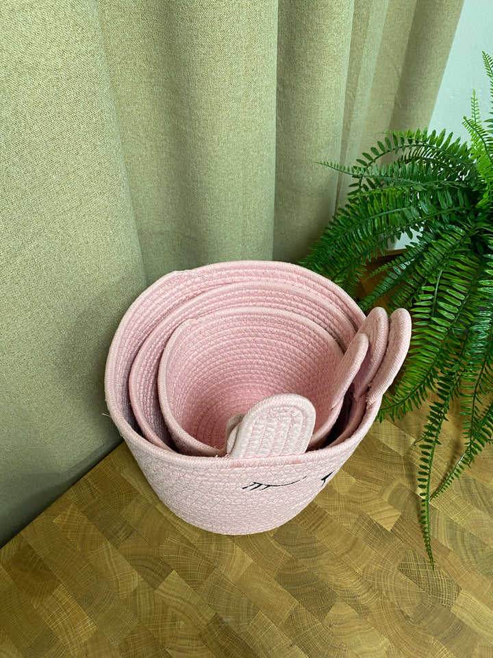 Kurvesæt med ører - 3 dele rosa