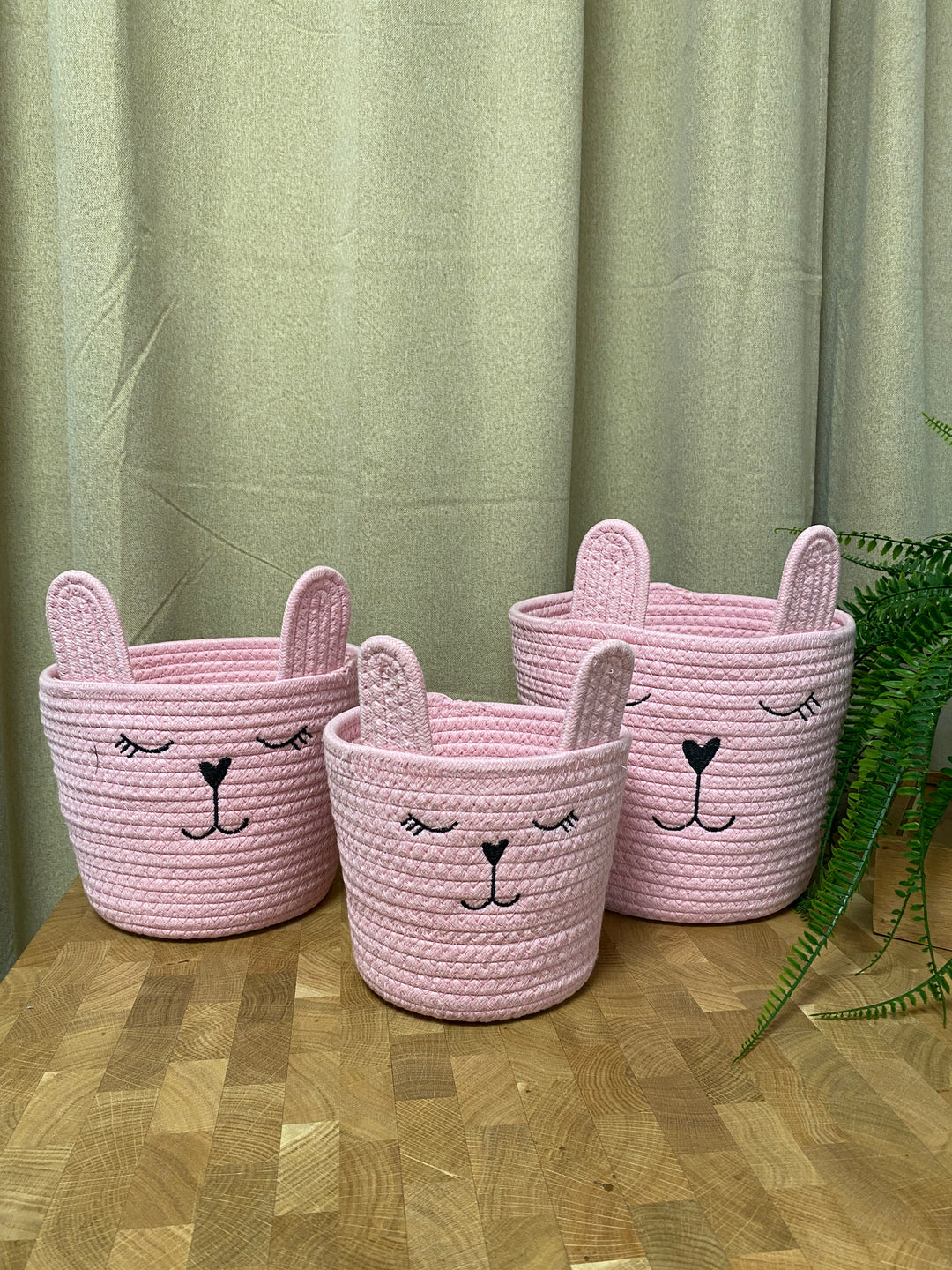 Kurvesæt med ører - 3 dele rosa