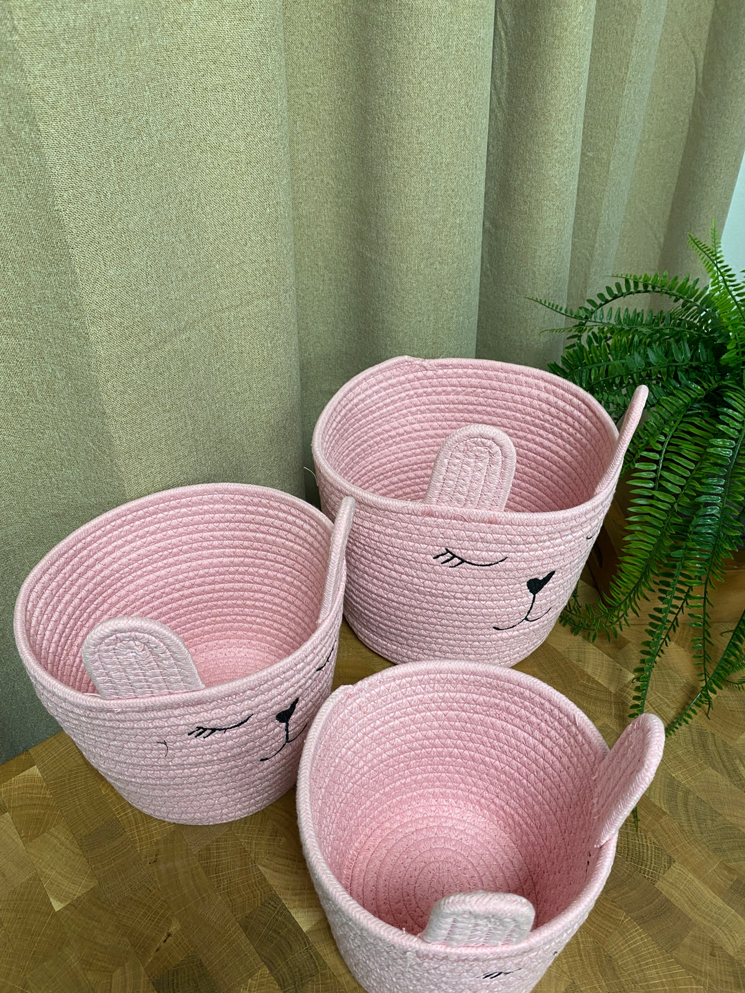 Kurvesæt med ører - 3 dele rosa